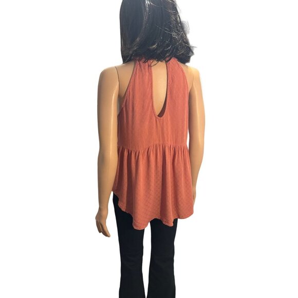 (6 for $25)Eyeshadow Boho Sleeveless Halter Peplum Babydoll Top size small - Picture 5 of 8